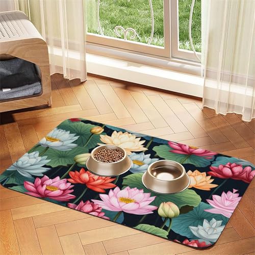 WZYCWB 40 x 60 cm Lotus-Muster, gemustertes Haustier-Tischset, Futtermatte – für Katzen- und Hundefutter-Matten, faltbar und einfach zu verstauen WZYCWB 40 x 60 cm Lotus-Muster, gemustertes Haustier-Tischset, Futtermatte – für Katzen- und Hundefutter-Matten, faltbar und einfach zu verstauen von WZYCWB