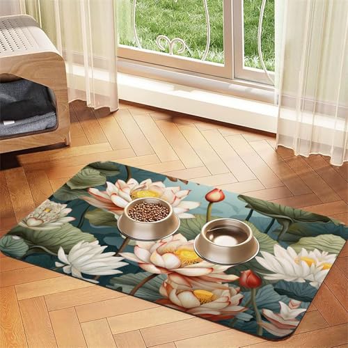 WZYCWB 40 x 60 cm Lotus in The Pond gemustertes Haustier-Tischset, Futtermatte – für Katzen- und Hundefutter-Matten, faltbar und einfach zu verstauen WZYCWB 40 x 60 cm Lotus in The Pond gemustertes Haustier-Tischset, Futtermatte – für Katzen- und Hundefutter-Matten, faltbar und einfach zu verstauen von WZYCWB