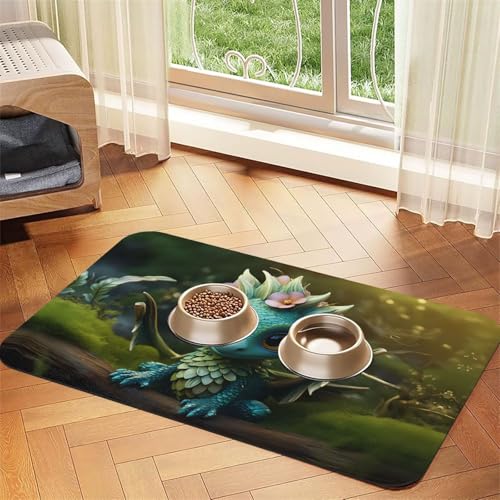 WZYCWB 40 x 60 cm Magical Little Menglong gemustertes Haustier-Tischset, Futtermatte – für Katzen- und Hundefutter-Matten, faltbar und einfach zu verstauen von WZYCWB