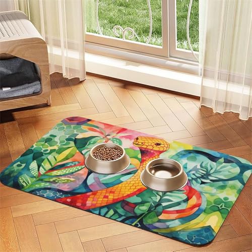 WZYCWB 40 x 60 cm Ölgemälde einer Schlange gemustertes Haustier-Tischset, Futtermatte – für Katzen- und Hunde-Futternapf-Matten, faltbar und einfach zu verstauen WZYCWB 40 x 60 cm Ölgemälde einer Schlange gemustertes Haustier-Tischset, Futtermatte – für Katzen- und Hunde-Futternapf-Matten, faltbar und einfach zu verstauen von WZYCWB