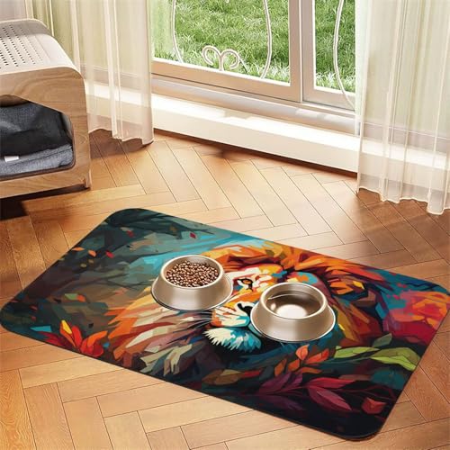 WZYCWB 40 x 60 cm Ölgemälde eines Löwen gemustertes Haustier-Tischset – für Katzen- und Hundefutter-Matten, faltbar und einfach zu verstauen WZYCWB 40 x 60 cm Ölgemälde eines Löwen gemustertes Haustier-Tischset – für Katzen- und Hundefutter-Matten, faltbar und einfach zu verstauen von WZYCWB