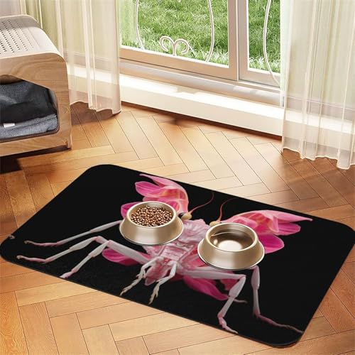 WZYCWB 40 x 60 cm Orchidee Betende Mantis gemustertes Haustier-Tischset – für Katzen- und Hundefutter-Matten, faltbar und einfach zu verstauen von WZYCWB
