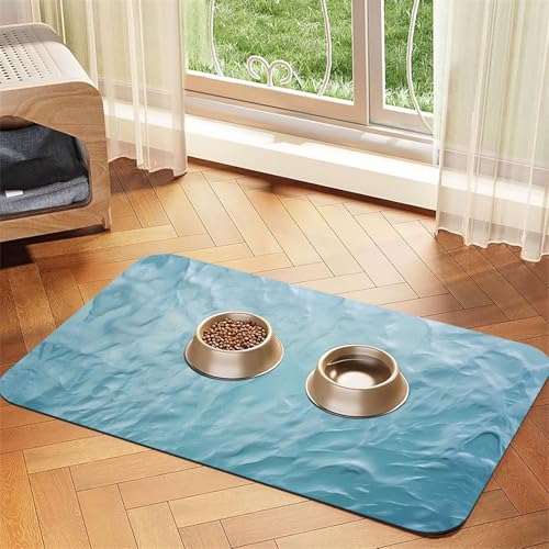WZYCWB 40 x 60 cm Ozeanisches Ripple-gemustertes Haustier-Tischset, Futtermatte – für Katzen- und Hundefutter-Matten, faltbar und einfach zu verstauen von WZYCWB