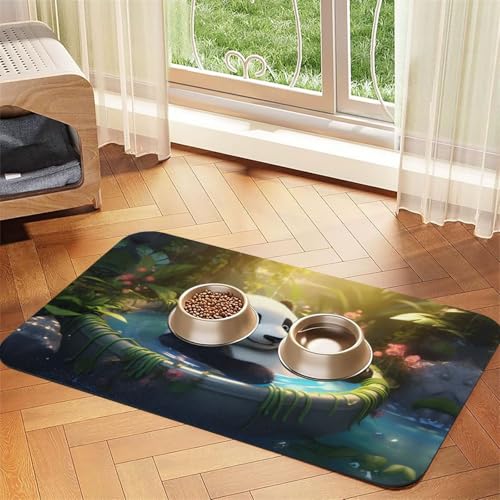 WZYCWB 40 x 60 cm Panda Taking a Bath gemustertes Haustier-Tischset – für Katzen- und Hundefutter-Matten, faltbar und einfach zu verstauen von WZYCWB