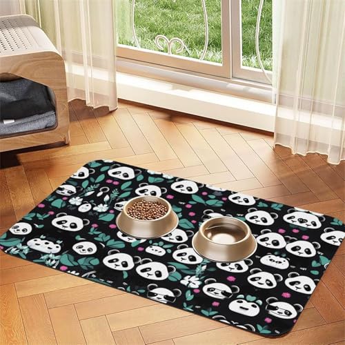 WZYCWB 40 x 60 cm Panda niedliches Gesicht gemustertes Haustier-Tischset – für Katzen- und Hundenapf-Matten, faltbar und einfach zu verstauen von WZYCWB