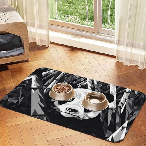 WZYCWB 40 x 60 cm Panda schwarz und weiß gemustertes Haustier-Tischset – für Katzen- und Hundenapf-Matten, faltbar und einfach zu verstauen von WZYCWB