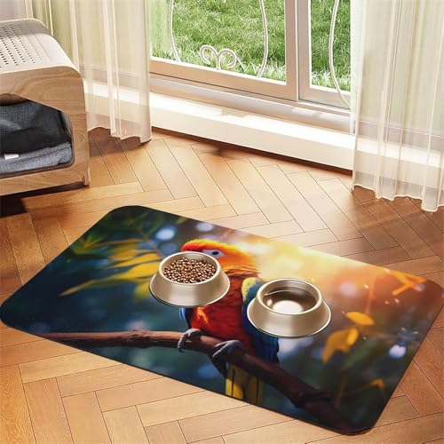 WZYCWB 40 x 60 cm Papagei auf einem Ast, gemustertes Haustier-Tischset, Futtermatte – für Katzen- und Hundefutter-Matten, faltbar und einfach zu verstauen WZYCWB 40 x 60 cm Papagei auf einem Ast, gemustertes Haustier-Tischset, Futtermatte – für Katzen- und Hundefutter-Matten, faltbar und einfach zu verstauen von WZYCWB