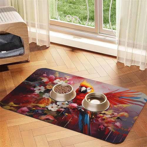 WZYCWB 40 x 60 cm Papageien-Kunstgemälde, gemustertes Haustier-Tischset, Futtermatte – für Katzen- und Hundefutter-Matten, faltbar und einfach zu verstauen WZYCWB 40 x 60 cm Papageien-Kunstgemälde, gemustertes Haustier-Tischset, Futtermatte – für Katzen- und Hundefutter-Matten, faltbar und einfach zu verstauen von WZYCWB