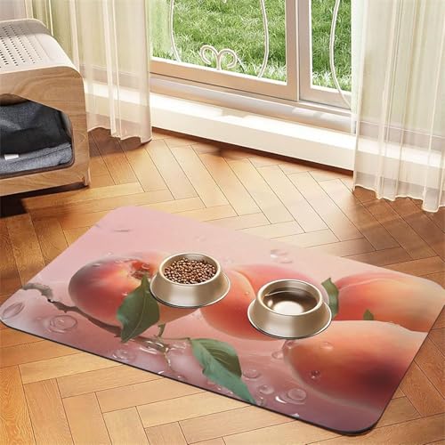 WZYCWB 40 x 60 cm Pfirsiche im Wasser, gemustertes Haustier-Tischset, Futtermatte – für Katzen- und Hundefutter-Matten, faltbar und einfach zu verstauen von WZYCWB