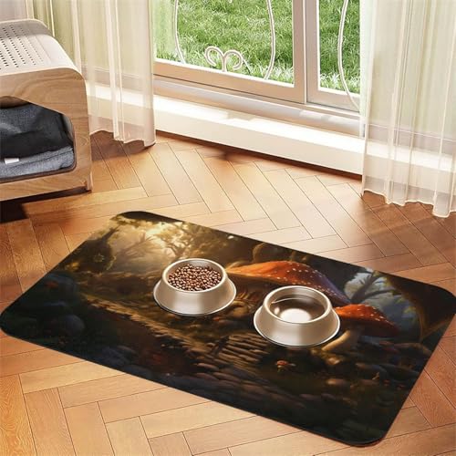 WZYCWB 40 x 60 cm Pilzwelt gemustertes Haustier-Tischset, Futtermatte – für Katzen- und Hundefutter-Matten, faltbar und einfach zu verstauen WZYCWB 40 x 60 cm Pilzwelt gemustertes Haustier-Tischset, Futtermatte – für Katzen- und Hundefutter-Matten, faltbar und einfach zu verstauen von WZYCWB