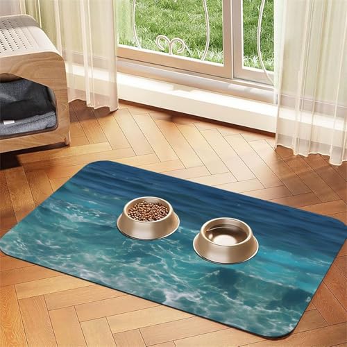 WZYCWB 40 x 60 cm The Deep Ocean gemustertes Haustier-Tischset, Futtermatte – für Katzen- und Hundenapf-Matten, faltbar und einfach zu verstauen von WZYCWB
