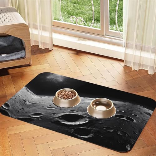 WZYCWB 40 x 60 cm The Moon gemustertes Haustier-Tischset, Futtermatte – für Katzen- und Hundenapf-Matten, faltbar und einfach zu verstauen von WZYCWB