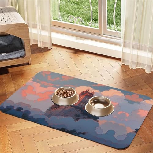 WZYCWB 40 x 60 cm Top Building gemustertes Haustier-Tischset, Futtermatte – für Katzen- und Hundefutter-Matten, faltbar und einfach zu verstauen von WZYCWB