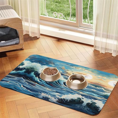 WZYCWB 40 x 60 cm Wellen-Tischset mit Segelboot, Möwe, gemustert, für Katzen- und Hundefutter, faltbar und einfach zu verstauen WZYCWB 40 x 60 cm Wellen-Tischset mit Segelboot, Möwe, gemustert, für Katzen- und Hundefutter, faltbar und einfach zu verstauen von WZYCWB