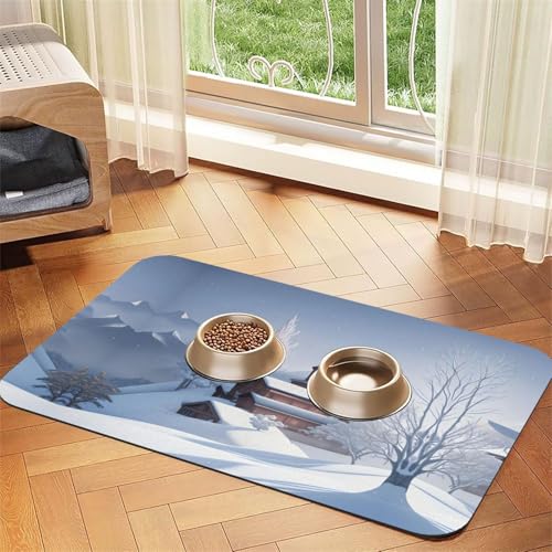 WZYCWB 40 x 60 cm Winterlandschaft gemustertes Haustier-Tischset – für Katzen- und Hundefutter-Matten, faltbar und einfach zu verstauen WZYCWB 40 x 60 cm Winterlandschaft gemustertes Haustier-Tischset – für Katzen- und Hundefutter-Matten, faltbar und einfach zu verstauen von WZYCWB