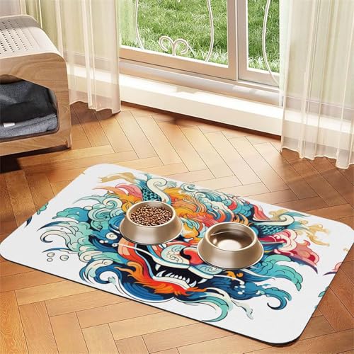 WZYCWB 40 x 60 cm bemalte Tierköpfe gemusterte Haustier-Tischset, Futtermatte – für Katzen- und Hundenapf-Matten, faltbar und einfach zu verstauen WZYCWB 40 x 60 cm bemalte Tierköpfe gemusterte Haustier-Tischset, Futtermatte – für Katzen- und Hundenapf-Matten, faltbar und einfach zu verstauen von WZYCWB