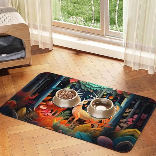 WZYCWB 40 x 60 cm bemaltes Tier-Tischset mit Hirschmuster, Futtermatte für Katzen und Hunde, faltbar und einfach zu verstauen WZYCWB 40 x 60 cm bemaltes Tier-Tischset mit Hirschmuster, Futtermatte für Katzen und Hunde, faltbar und einfach zu verstauen von WZYCWB