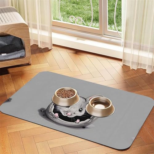 WZYCWB 40 x 60 cm graues Ratten-gemustertes Haustier-Tischset – für Katzen- und Hundefutter-Matten, faltbar und einfach zu verstauen von WZYCWB