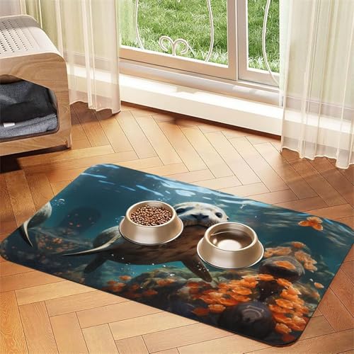 WZYCWB 40 x 60 cm große, gemusterte Haustier-Platzdeckchen für Katzen- und Hundenapf-Matten, faltbar und einfach zu verstauen von WZYCWB