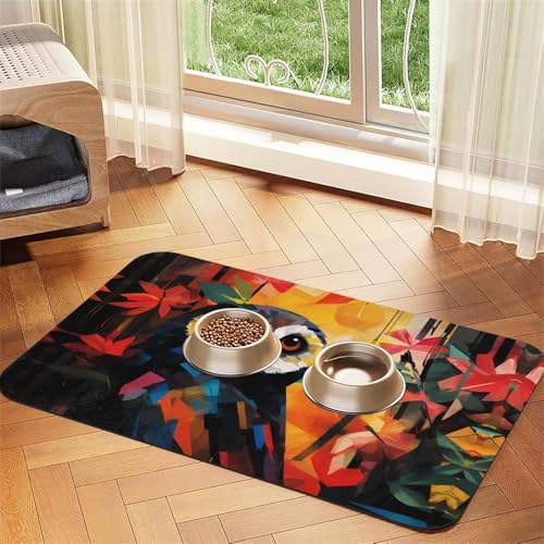 WZYCWB 40 x 60 cm große Eulen-Graffiti-gemusterte Haustier-Tischset, Futtermatte – für Katzen- und Hundefutter-Matten, faltbar und einfach zu verstauen WZYCWB 40 x 60 cm große Eulen-Graffiti-gemusterte Haustier-Tischset, Futtermatte – für Katzen- und Hundefutter-Matten, faltbar und einfach zu verstauen von WZYCWB