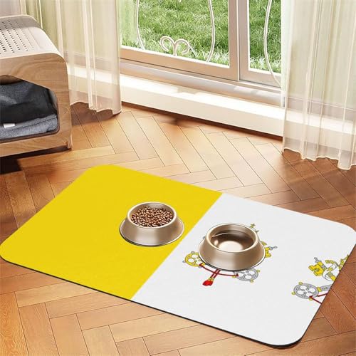 WZYCWB 40 x 60 cm große Vatikan-Flagge, gemustertes Haustier-Tischset, Futtermatte – für Katzen- und Hundefutter-Matten, faltbar und einfach zu verstauen von WZYCWB