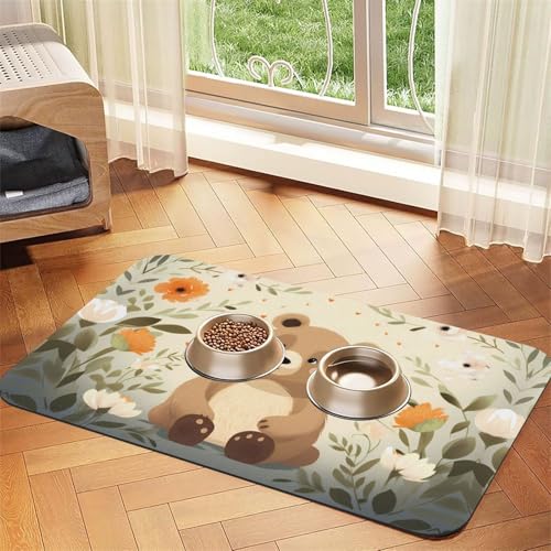 WZYCWB 40 x 60 cm großes Haustier-Tischset mit Bären-Motiv, für Katzen- und Hundefutter-Matten, faltbar und einfach zu verstauen von WZYCWB