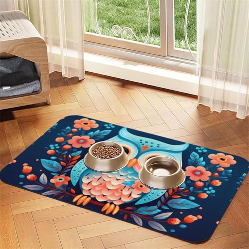 WZYCWB 40 x 60 cm großes Haustier-Tischset mit Eulen-Motiv, für Futternapf-Matten für Katzen und Hunde, faltbar und leicht zu verstauen von WZYCWB