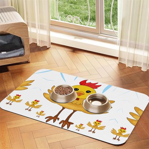 WZYCWB 40 x 60 cm großes Platzdeckchen mit Hahn-Motiv, gemustert, für Katzen- und Hundenapf-Matten, faltbar und einfach zu verstauen von WZYCWB