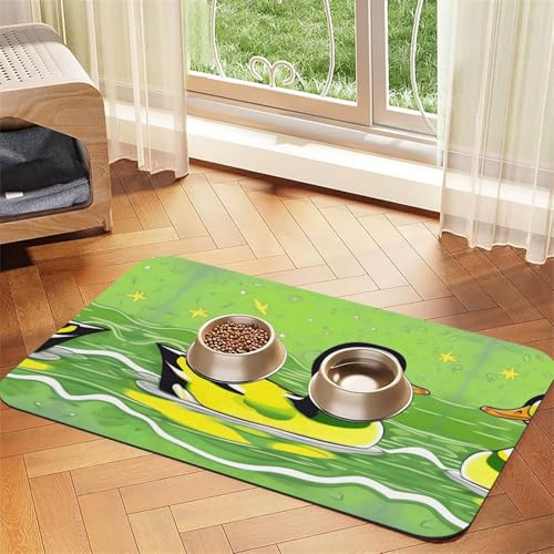 WZYCWB 40 x 60 cm grünes Tischset mit Entenmuster, für Futternapf für Katzen und Hunde, faltbar und einfach zu verstauen von WZYCWB
