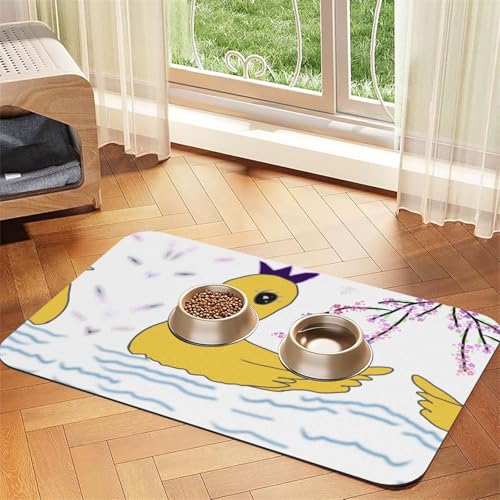 WZYCWB 40 x 60 cm kleine gelbe Ente gemusterte Haustier-Platzdeckchen – für Katzen- und Hundefutter-Matten, faltbar und einfach zu verstauen von WZYCWB