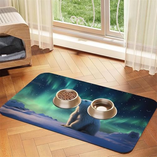 WZYCWB 40 x 60 cm kleiner Eisbär-gemustertes Haustier-Tischset, Futtermatte – für Katzen- und Hundefutter-Matten, faltbar und einfach zu verstauen WZYCWB 40 x 60 cm kleiner Eisbär-gemustertes Haustier-Tischset, Futtermatte – für Katzen- und Hundefutter-Matten, faltbar und einfach zu verstauen von WZYCWB