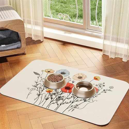WZYCWB 40 x 60 cm lineares Tischset mit Blumenmuster, Futtermatte für Katzen und Hunde, faltbar und einfach zu verstauen WZYCWB 40 x 60 cm lineares Tischset mit Blumenmuster, Futtermatte für Katzen und Hunde, faltbar und einfach zu verstauen von WZYCWB