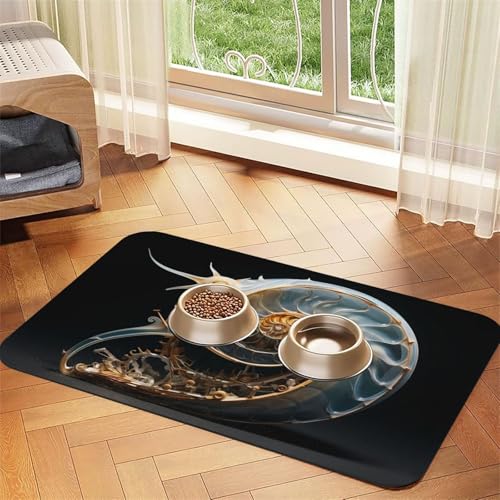 WZYCWB 40 x 60 cm mechanische Muschel-gemusterte Haustier-Tischset, Futtermatte – für Katzen- und Hundefutter-Matten, faltbar und einfach zu verstauen von WZYCWB