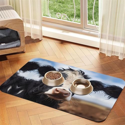 WZYCWB 40 x 60 cm niedliches Kuh-gemustertes Haustier-Tischset, Futtermatte – für Katzen- und Hundefutter-Matten, faltbar und einfach zu verstauen von WZYCWB