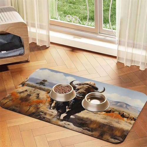 WZYCWB 40 x 60 cm nordamerikanische Bison Herd bedruckte saugfähige Haustier-Tischsets – rutschfeste Futtermatten für Hunde und Katzen, Futternäpfe und Wasser-Tischsets WZYCWB 40 x 60 cm nordamerikanische Bison Herd bedruckte saugfähige Haustier-Tischsets – rutschfeste Futtermatten für Hunde und Katzen, Futternäpfe und Wasser-Tischsets von WZYCWB