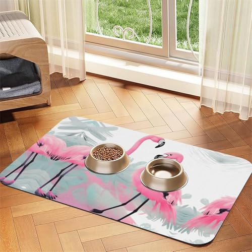 WZYCWB 40 x 60 cm rosa Flamingo-Muster Haustier-Tischset – für Katzen- und Hundenapf-Matten, faltbar und einfach zu verstauen von WZYCWB