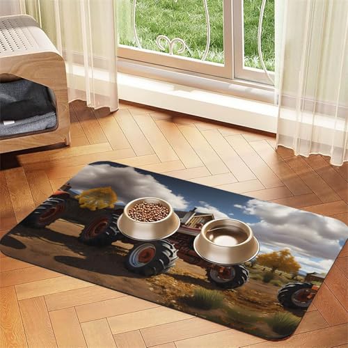WZYCWB 40 x 60 cm rotes Traktor-gemustertes Haustier-Tischset, Futtermatte – für Katzen- und Hundefutter-Matten, faltbar und einfach zu verstauen WZYCWB 40 x 60 cm rotes Traktor-gemustertes Haustier-Tischset, Futtermatte – für Katzen- und Hundefutter-Matten, faltbar und einfach zu verstauen von WZYCWB