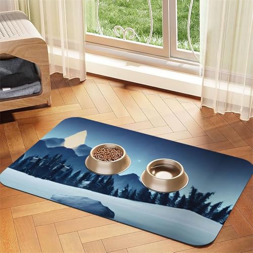 WZYCWB 40 x 60 cm verschneiter Wald gemustertes Haustier-Tischset – für Katzen- und Hundefutter-Matten, faltbar und einfach zu verstauen WZYCWB 40 x 60 cm verschneiter Wald gemustertes Haustier-Tischset – für Katzen- und Hundefutter-Matten, faltbar und einfach zu verstauen von WZYCWB