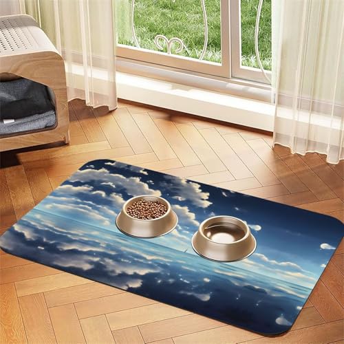 WZYCWB 40 x 60 cm weiße Wolken über dem Meer gemustertes Haustier-Tischset – für Katzen- und Hundefutter-Matten, faltbar und einfach zu verstauen WZYCWB 40 x 60 cm weiße Wolken über dem Meer gemustertes Haustier-Tischset – für Katzen- und Hundefutter-Matten, faltbar und einfach zu verstauen von WZYCWB
