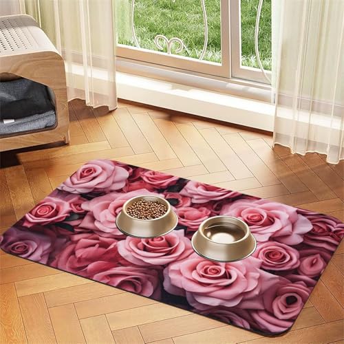 WZYCWB Misato's Tischset mit Rosenknospen-Muster, 30 x 45 cm, für Katzen- und Hundefutter, faltbar und leicht zu verstauen von WZYCWB