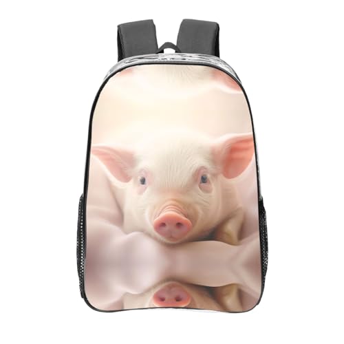 WZYCWB Niedlicher Rucksack mit Schweinchen und großem Fassungsvermögen, Rucksack mit schwarzem Rand von WZYCWB