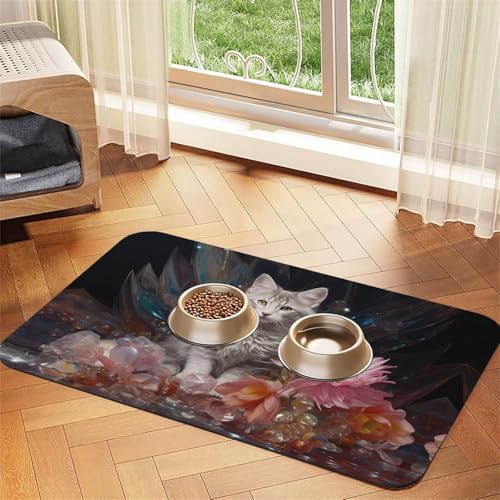 WZYCWB The Crystal gemusterte Haustier-Tischset, 40 x 60 cm, für Katzen- und Hundenapf-Matten, faltbar und einfach zu verstauen von WZYCWB