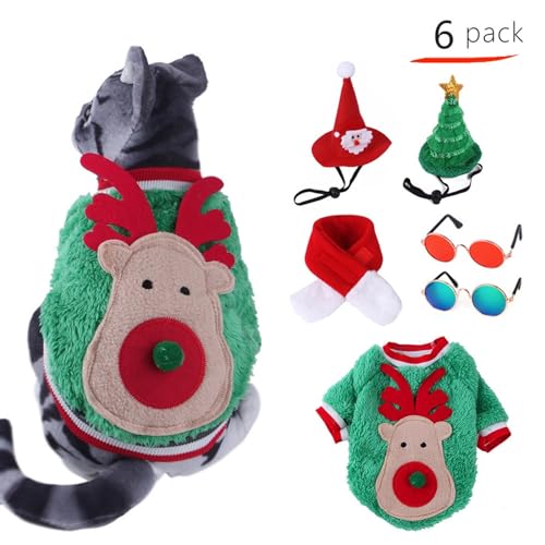 Feiertags-Haustierkostüm Haustier-Weihnachtskostüm-Set, Katzen- und Hundemütze, Kopfbedeckung, Schal, Umhang, Haustier-Neujahrsmantel, Weihnachtskleid-Set Haustier-Feiertagskostüm-Anzug ( Color : 3 ) Feiertags-Haustierkostüm Haustier-Weihnachtskostüm-Set, Katzen- und Hundemütze, Kopfbedeckung, Schal, Umhang, Haustier-Neujahrsmantel, Weihnachtskleid-Set Haustier-Feiertagskostüm-Anzug ( Color : 3 ) von WaLdor