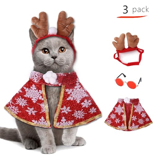 Feiertags-Haustierkostüm Haustier-Weihnachtskostüm-Set, Katzen- und Hundemütze, Kopfbedeckung, Schal, Umhang, Haustier-Neujahrsmantel, Weihnachtskleid-Set Haustier-Feiertagskostüm-Anzug ( Color : 4 ) Feiertags-Haustierkostüm Haustier-Weihnachtskostüm-Set, Katzen- und Hundemütze, Kopfbedeckung, Schal, Umhang, Haustier-Neujahrsmantel, Weihnachtskleid-Set Haustier-Feiertagskostüm-Anzug ( Color : 4 ) von WaLdor