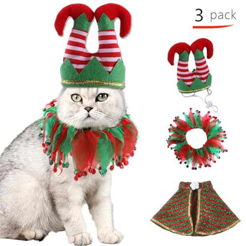 Feiertags-Haustierkostüm Haustier-Weihnachtskostüm-Set, Katzen- und Hundemütze, Kopfbedeckung, Schal, Umhang, Haustier-Neujahrsmantel, Weihnachtskleid-Set Haustier-Feiertagskostüm-Anzug ( Color : 7 ) Feiertags-Haustierkostüm Haustier-Weihnachtskostüm-Set, Katzen- und Hundemütze, Kopfbedeckung, Schal, Umhang, Haustier-Neujahrsmantel, Weihnachtskleid-Set Haustier-Feiertagskostüm-Anzug ( Color : 7 ) von WaLdor