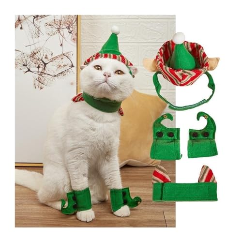 Feiertags-Haustierkostüm Weihnachts-Haustierzubehör, flauschiges Glöckchen-Stirnband for Hunde und Katzen, grünes und rotes Schleife-Elfen-Set Haustier-Feiertagskostüm-Anzug ( Color : 3 , Size : M ) Feiertags-Haustierkostüm Weihnachts-Haustierzubehör, flauschiges Glöckchen-Stirnband for Hunde und Katzen, grünes und rotes Schleife-Elfen-Set Haustier-Feiertagskostüm-Anzug ( Color : 3 , Size : M ) von WaLdor
