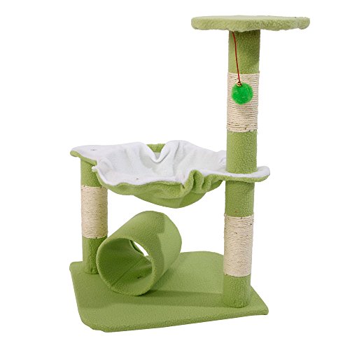 Katzenbaum Haustier Kratzbaum Spielzeug Eigentumswohnung Katze Kletterturm mehrschichtig mit Hängematte Katzenhaus Möbelpfosten for Katzenhaus Kratzbäume (Color : Green) von WaLdor