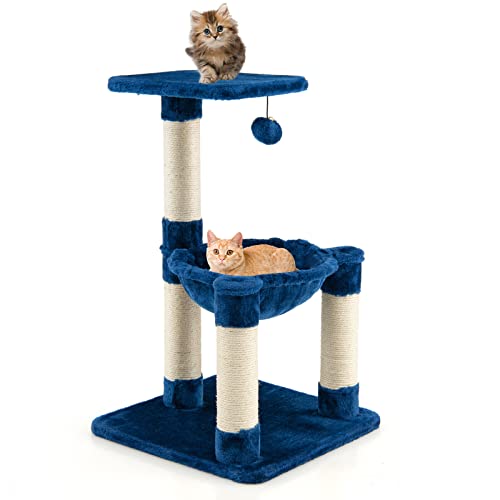 Katzenbaum Kratzbaum Multi-Level KratzturmKratzbäume Katzenhängematte Blau for Krallenschleifen drinnen Spielen Kratzbäume von WaLdor