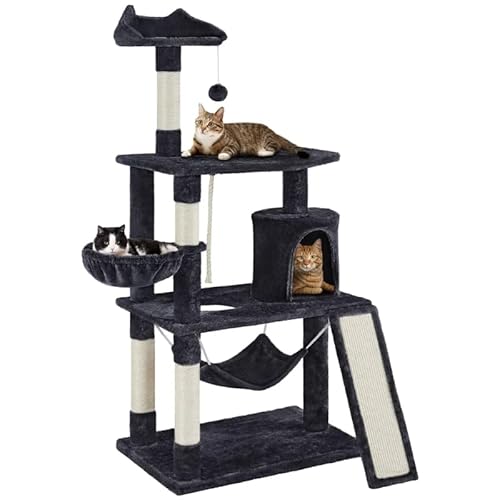 Katzenbaum Kratzbaum mit Condo und Kratzbaum Tower Beige for Katzen Katzenkletterbaum Kratzbäume (Color : Schwarz) von WaLdor