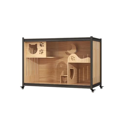 Katzenhaus Katzenhütte Katzenkäfig Massivholzschrank, Katzenklettergerüst, Luxus-Katzenvilla, extra großer Raum for den Innenbereich, Katzenschrank, Vitrine, Katzennest Katzengehege Katzenmöbel Katzen von WaLdor